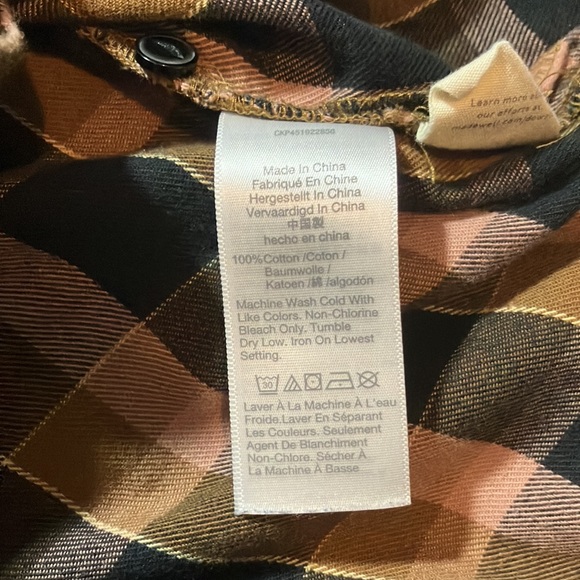 Madewell size XS plaid cotton button down flannel shirt - Picture 3 of 3